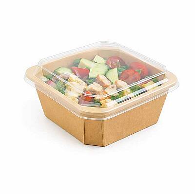 Kraft Kare Salata Kabı Seti 750 Gr KAP + KAPAK - 1